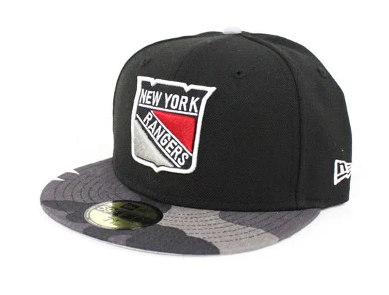 New York Rangers New Era 59Fifty Fitted Hat (Camouflage Jet Black Air Foamposite One Urban Fighter)-7 7/8