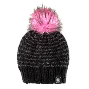 NEW! Zero Waste: Skinny Stripe Faux Fur Pom Pom Beanie by Nickichicki