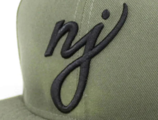 NJ Script New Era 59Fifty Fitted Hats (Olive Black Gray Under Brim)