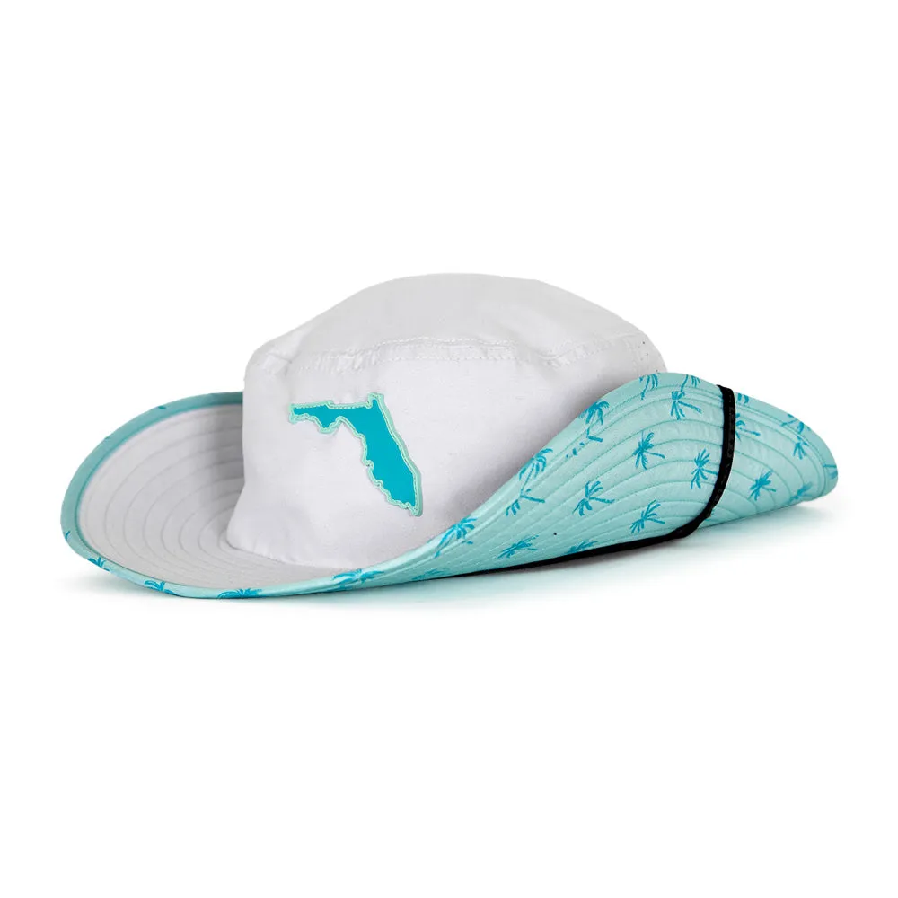 Performance Bucket Hat | Florida Palm Tree | White