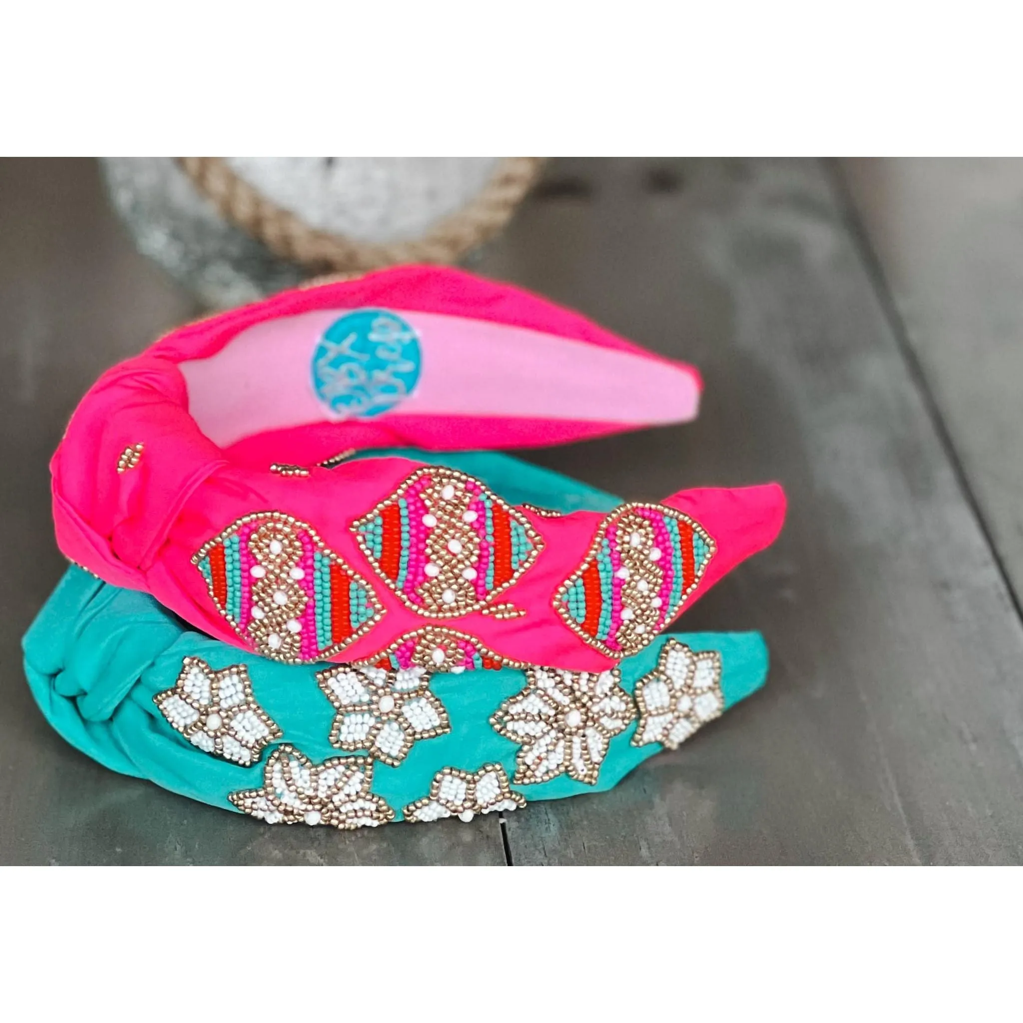 Pink Christmas Ornament Beaded Handmade Headband