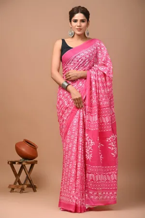 Pink Cotton Saree