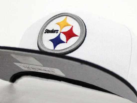 Pittsburgh Steelers New Era NFL 59Fifty Fitted Hat (White Black Gray Under Brim)