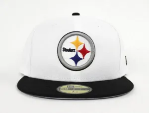 Pittsburgh Steelers New Era NFL 59Fifty Fitted Hat (White Black Gray Under Brim)