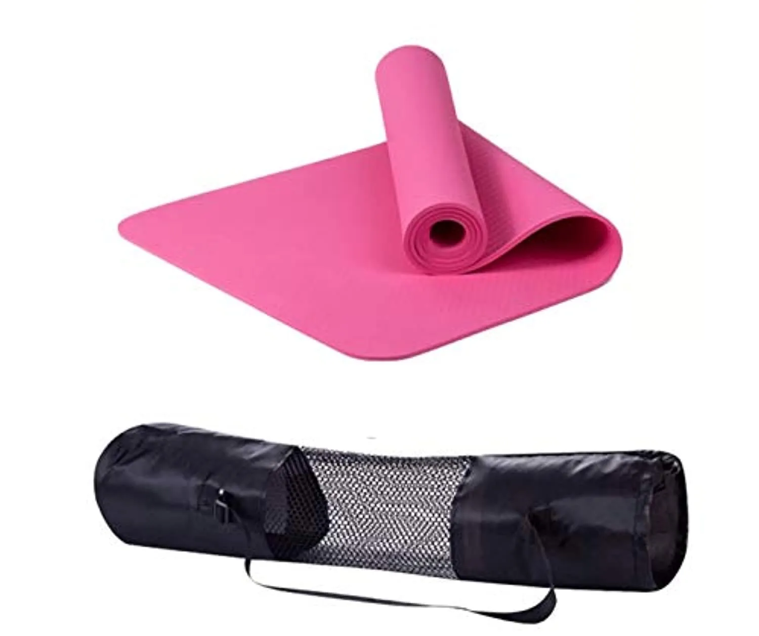 Polly House Eco-Friendly 100% TPE High Density Exercise Yoga Mat for Pilates, Extra Thick 8mm, Free Quality Carrying Bag, Excellent Cushion, Anti-Skid and Light-Weight, Size 72”X24”