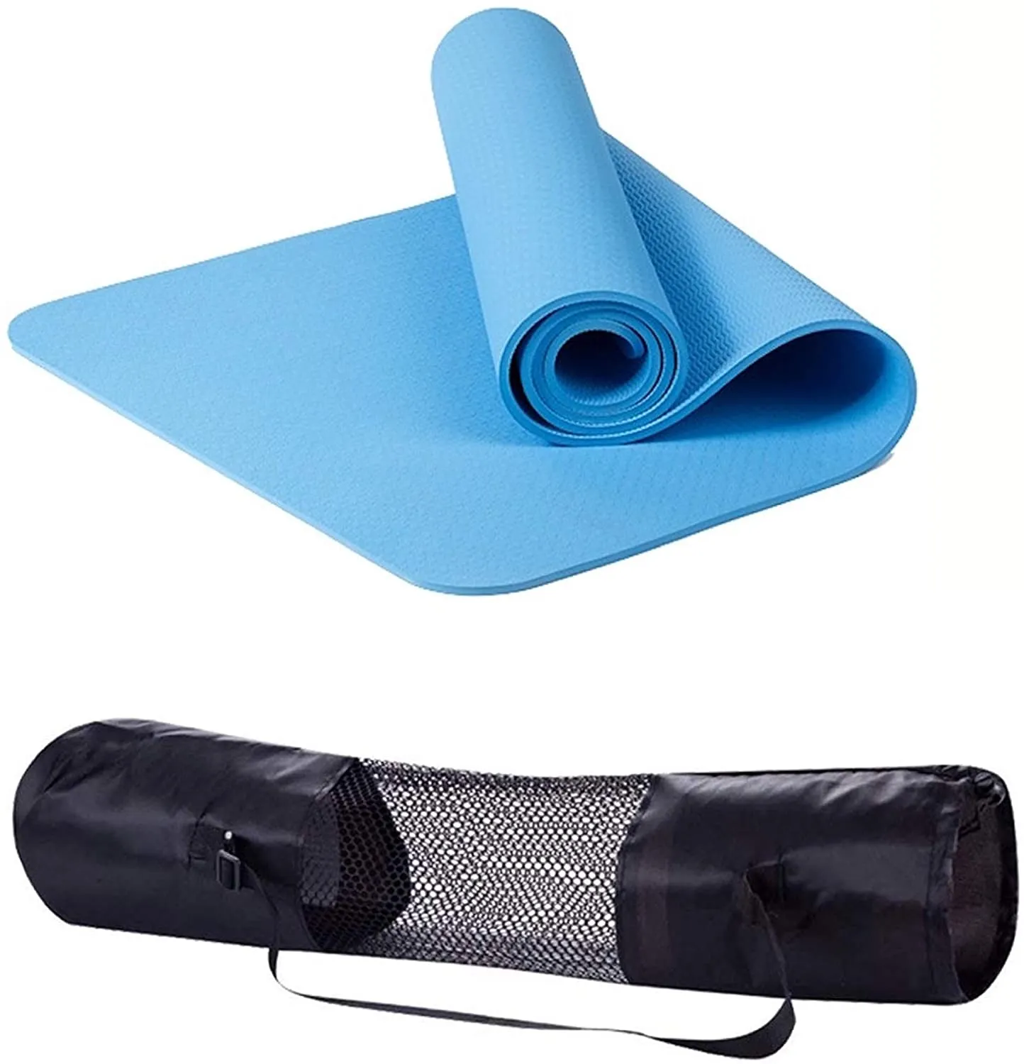 Polly House Eco-Friendly 100% TPE High Density Exercise Yoga Mat for Pilates, Extra Thick 8mm, Free Quality Carrying Bag, Excellent Cushion, Anti-Skid and Light-Weight, Size 72”X24”