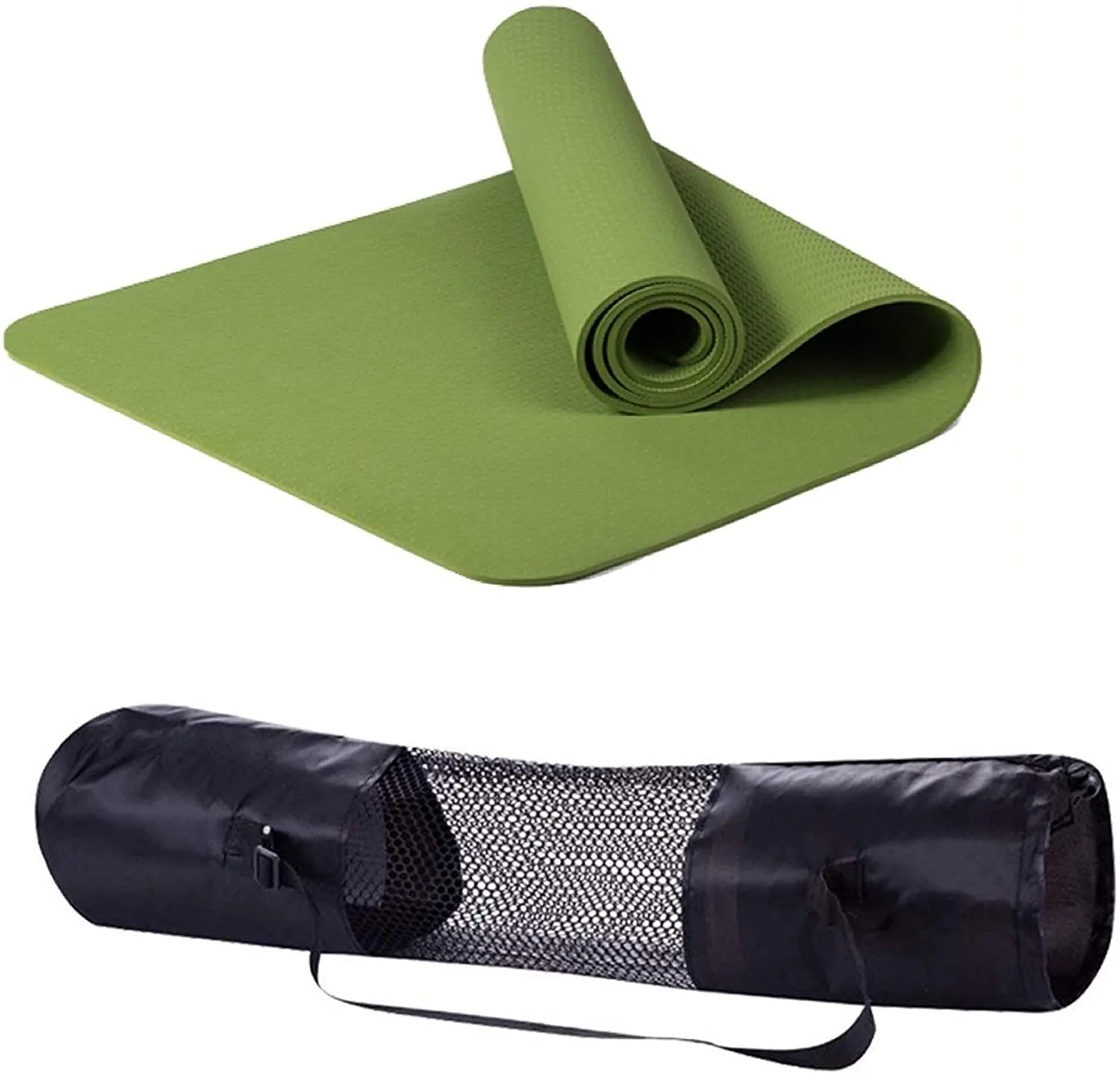Polly House Eco-Friendly 100% TPE High Density Exercise Yoga Mat for Pilates, Extra Thick 8mm, Free Quality Carrying Bag, Excellent Cushion, Anti-Skid and Light-Weight, Size 72”X24”