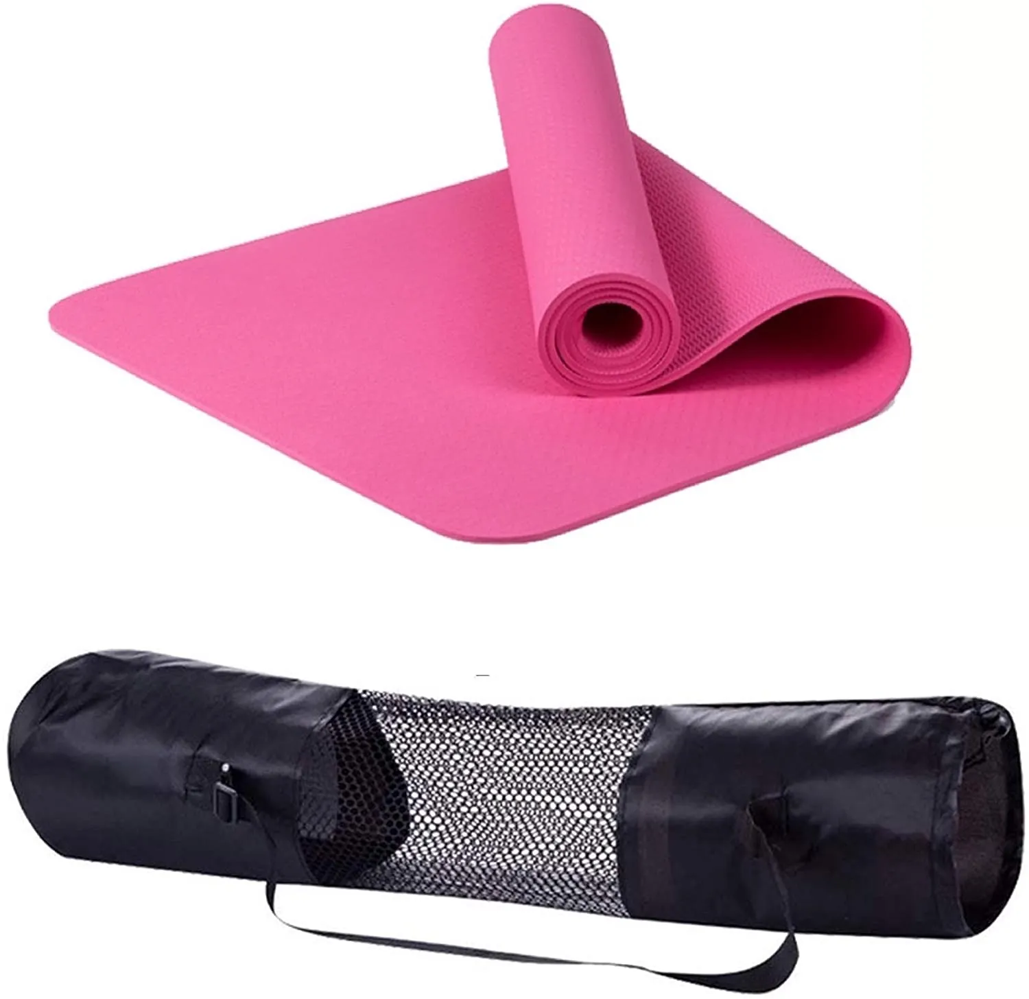 Polly House Eco-Friendly 100% TPE High Density Exercise Yoga Mat for Pilates, Extra Thick 8mm, Free Quality Carrying Bag, Excellent Cushion, Anti-Skid and Light-Weight, Size 72”X24”