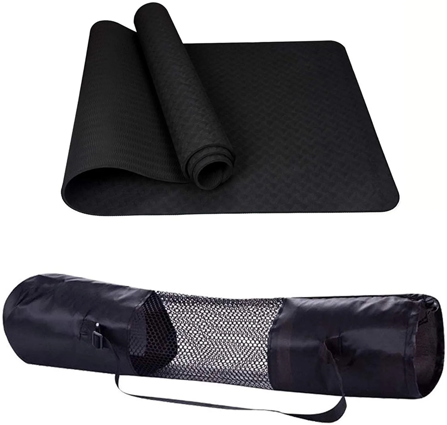 Polly House Eco-Friendly 100% TPE High Density Exercise Yoga Mat for Pilates, Extra Thick 8mm, Free Quality Carrying Bag, Excellent Cushion, Anti-Skid and Light-Weight, Size 72”X24”