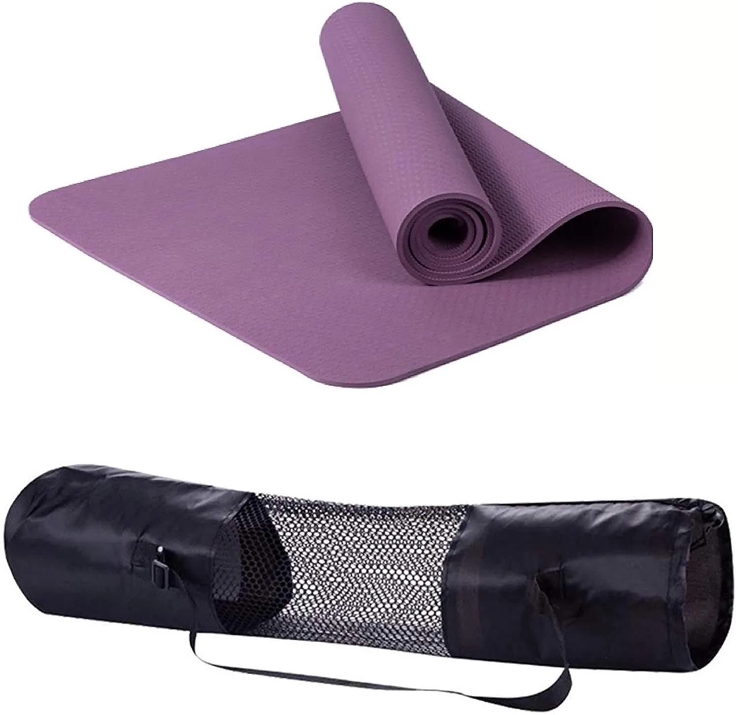 Polly House Eco-Friendly 100% TPE High Density Exercise Yoga Mat for Pilates, Extra Thick 8mm, Free Quality Carrying Bag, Excellent Cushion, Anti-Skid and Light-Weight, Size 72”X24”