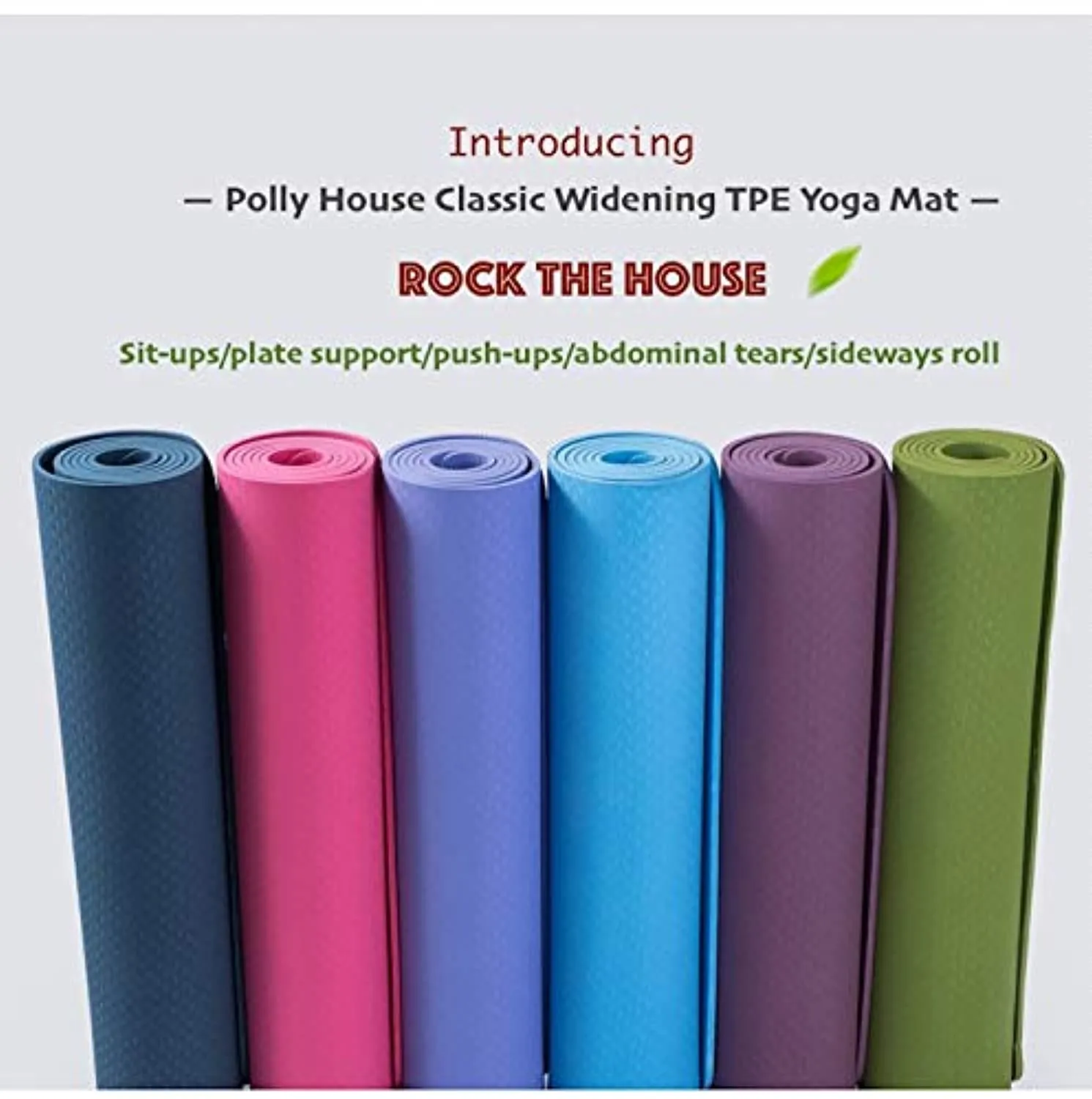 Polly House Eco-Friendly 100% TPE High Density Exercise Yoga Mat for Pilates, Extra Thick 8mm, Free Quality Carrying Bag, Excellent Cushion, Anti-Skid and Light-Weight, Size 72”X24”