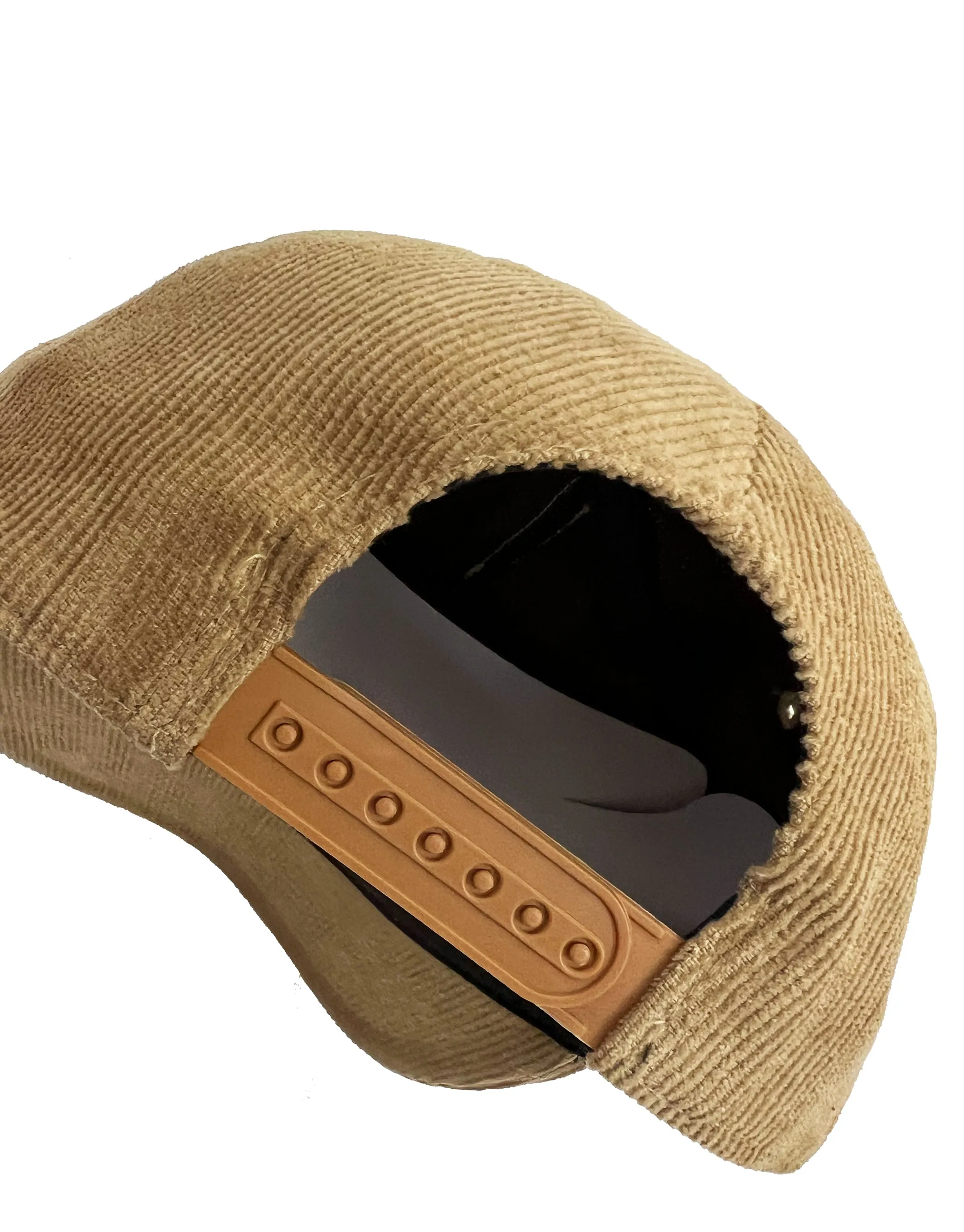 "Faster,Baby"Corduroy Snap Back Cap in Beige