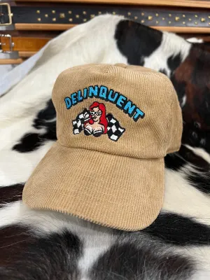 "Faster,Baby"Corduroy Snap Back Cap in Beige