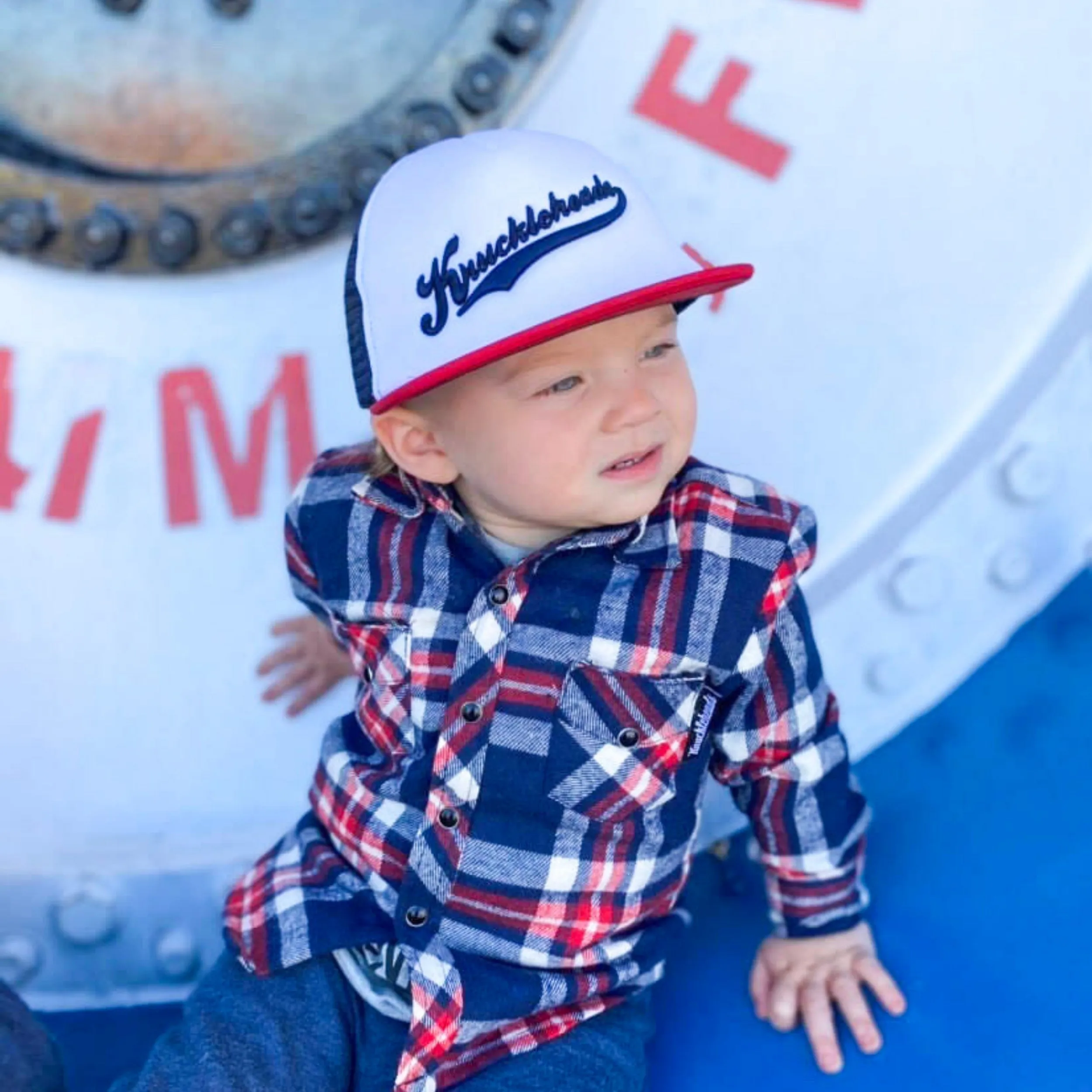 Red Navy Kids Trucker Hat