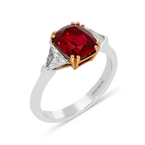 Red Spinel Three Stone Ring - 2.8 Carat