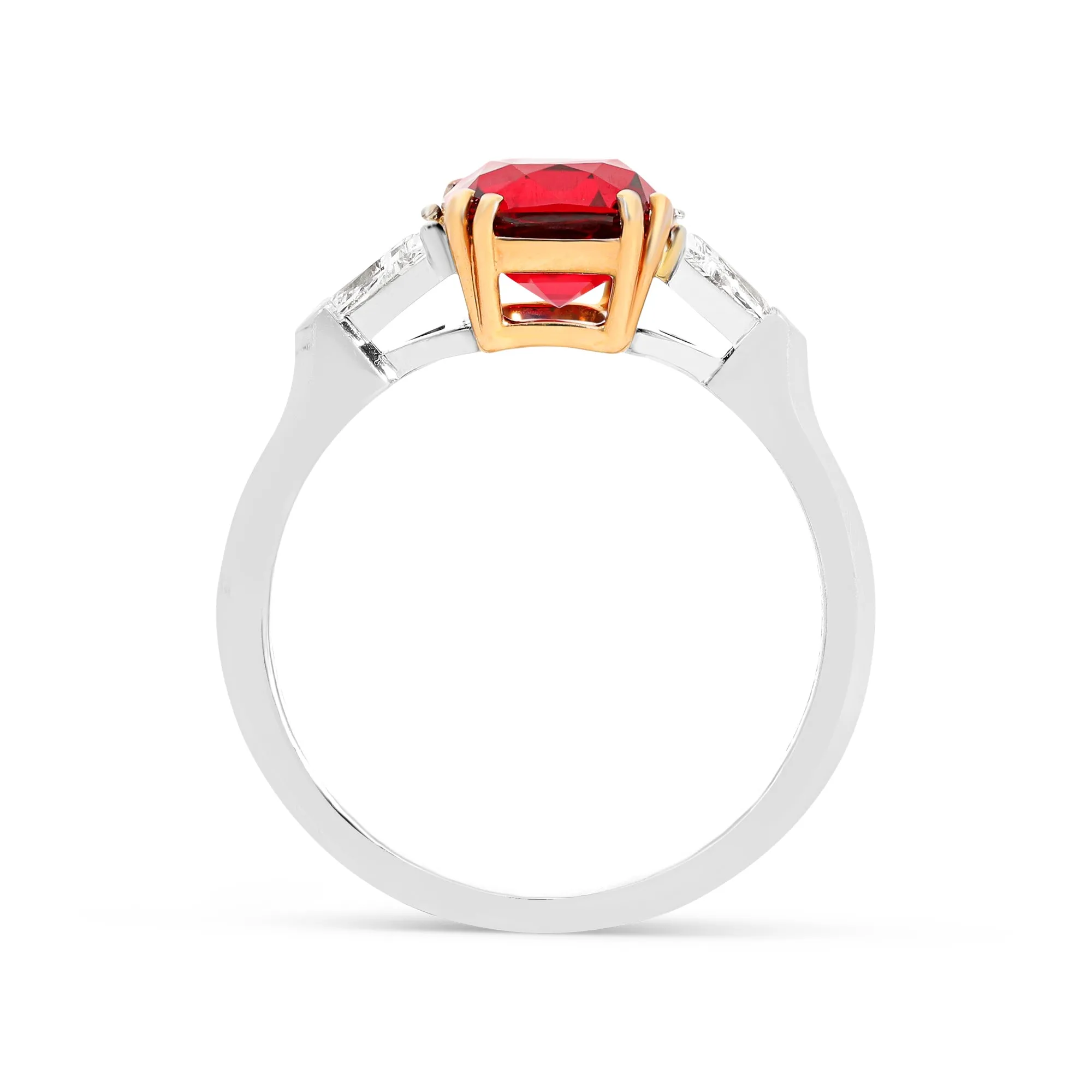 Red Spinel Three Stone Ring - 2.8 Carat