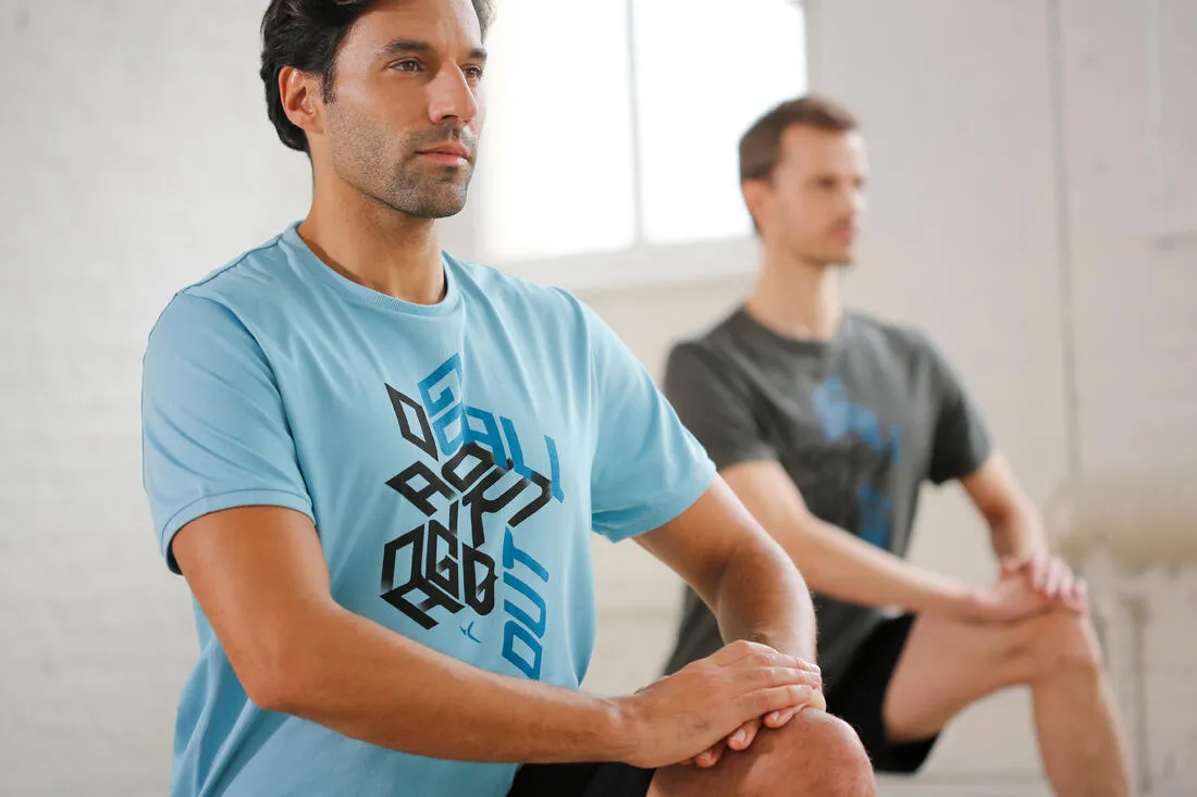 Regular-Fit Gym & Pilates T-Shirt - Khaki Print