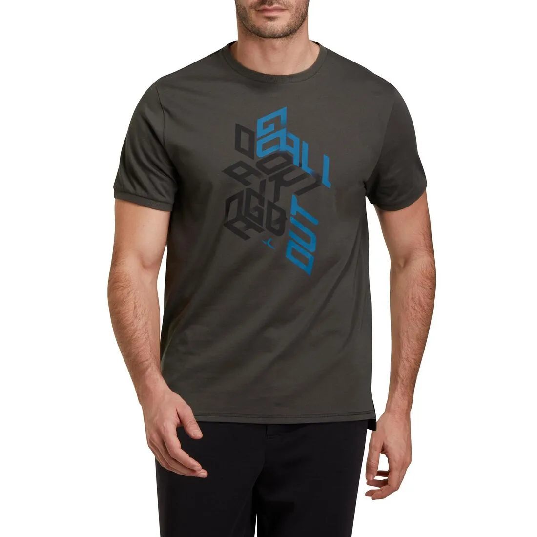 Regular-Fit Gym & Pilates T-Shirt - Khaki Print