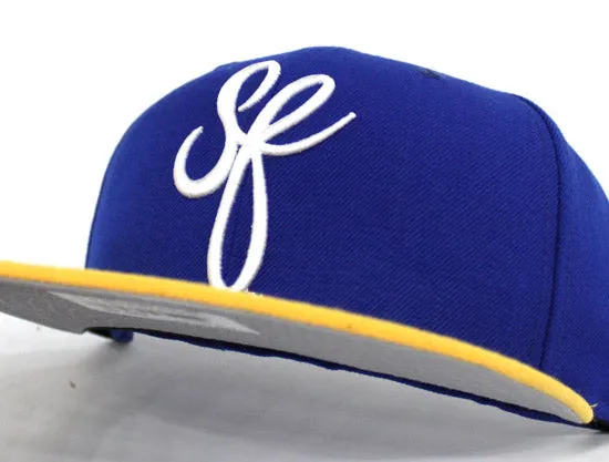 SF Script New Era 59Fifty Fitted Hats (Golden State Warriors Color Way Gray Under Brim)