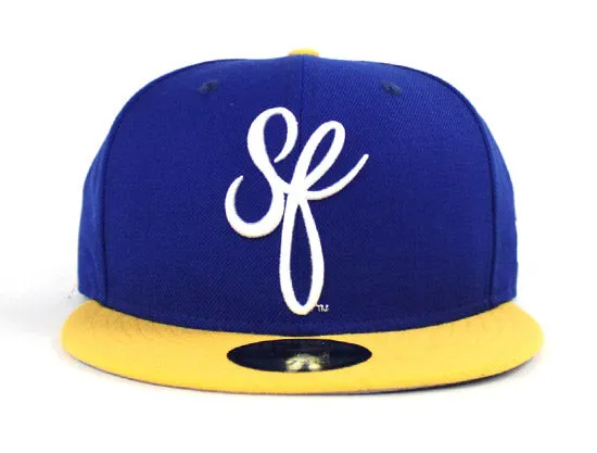 SF Script New Era 59Fifty Fitted Hats (Golden State Warriors Color Way Gray Under Brim)