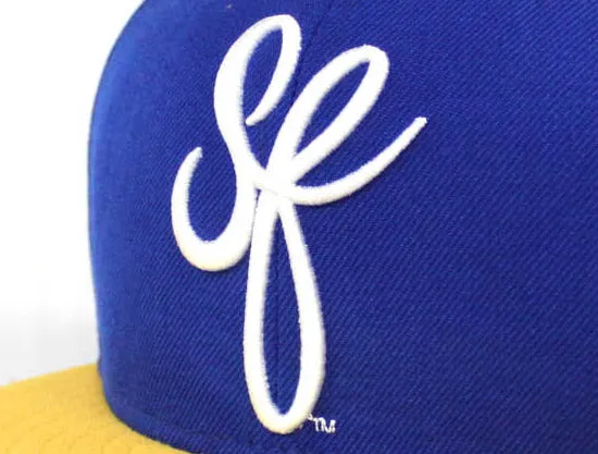 SF Script New Era 59Fifty Fitted Hats (Golden State Warriors Color Way Gray Under Brim)