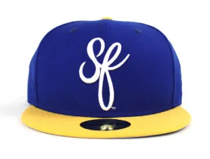 SF Script New Era 59Fifty Fitted Hats (Golden State Warriors Color Way Gray Under Brim)
