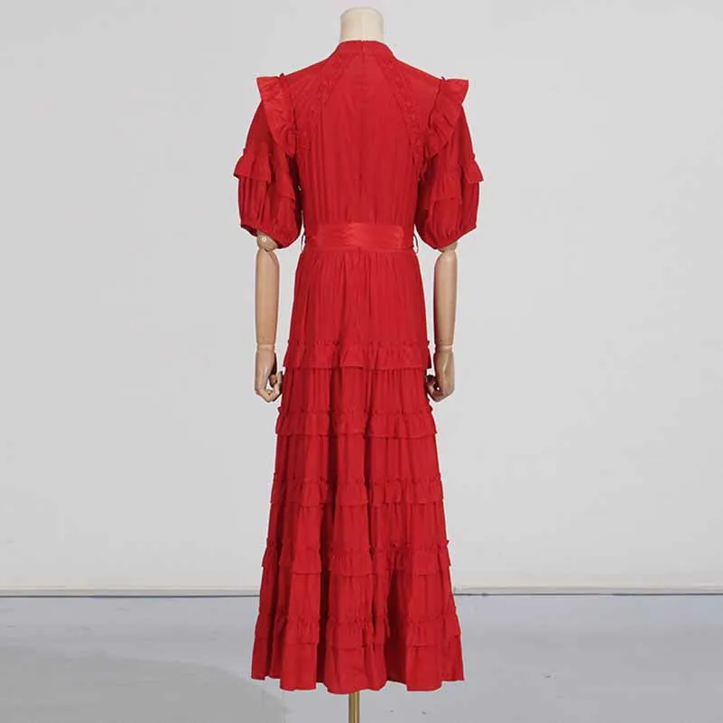 Short Sleeve Stringy Selvedge Round Neck Midi Dress