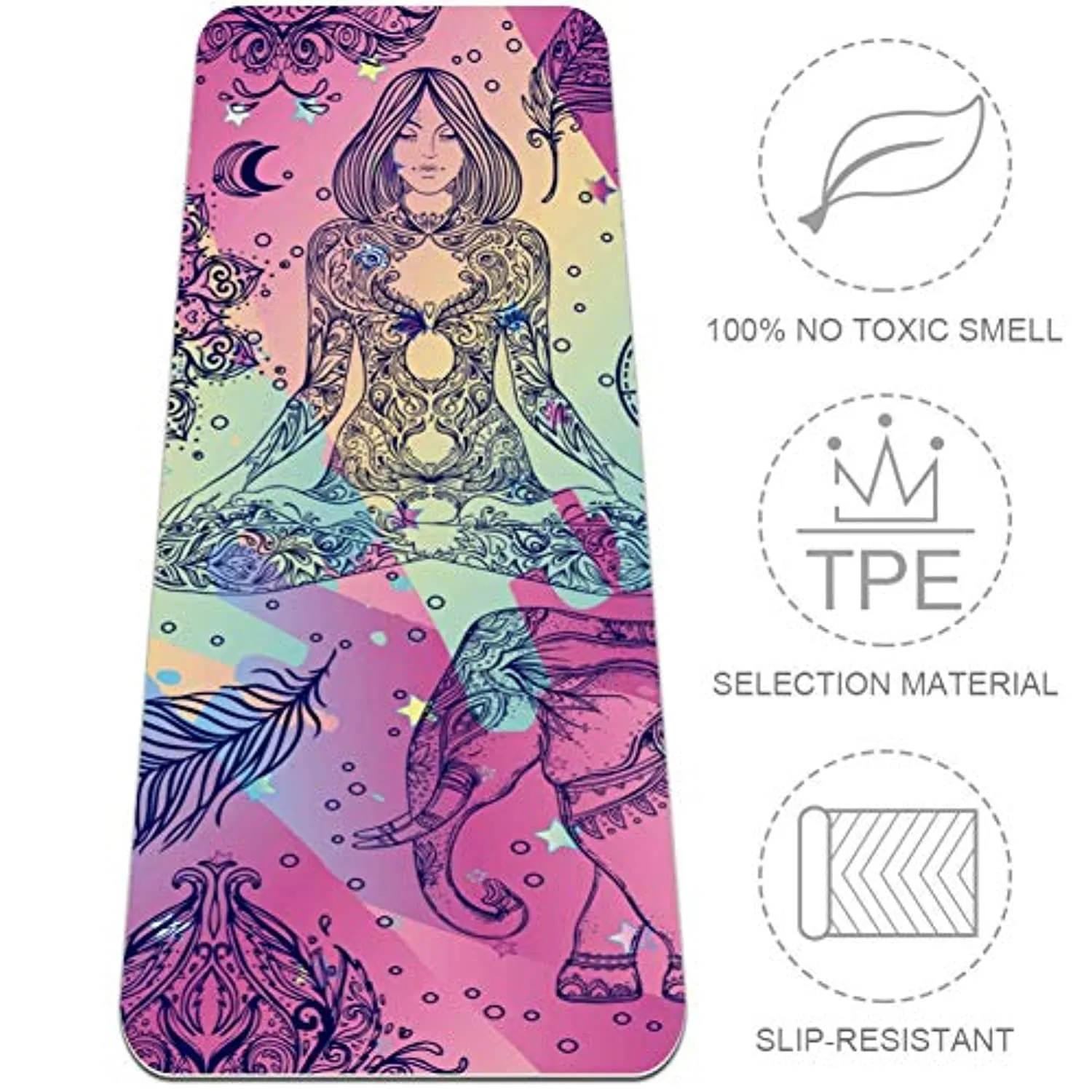 Siebzeh Army Green Camouflage Premium Thick Yoga Mat Non Slip for Home Exercise Fitness Yoga and Pilates (72" x 24"x 6mm)