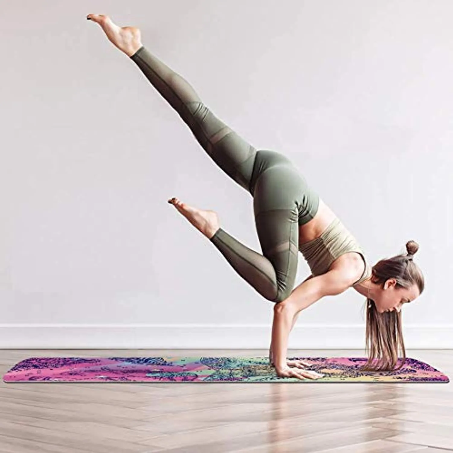 Siebzeh Army Green Camouflage Premium Thick Yoga Mat Non Slip for Home Exercise Fitness Yoga and Pilates (72" x 24"x 6mm)