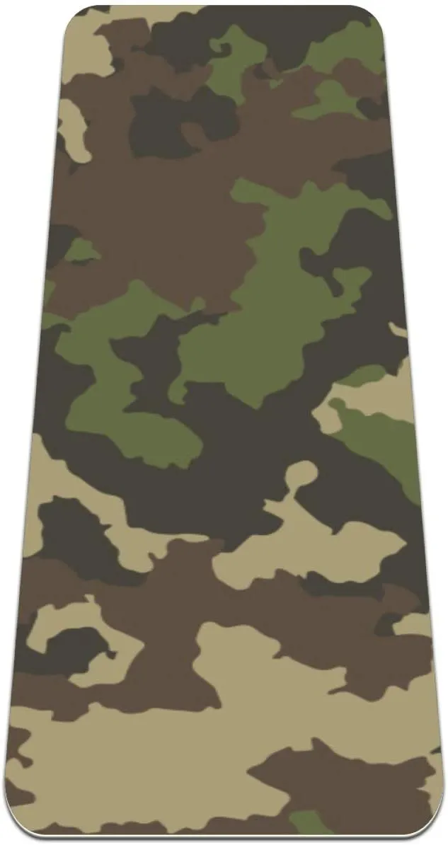 Siebzeh Army Green Camouflage Premium Thick Yoga Mat Non Slip for Home Exercise Fitness Yoga and Pilates (72" x 24"x 6mm)