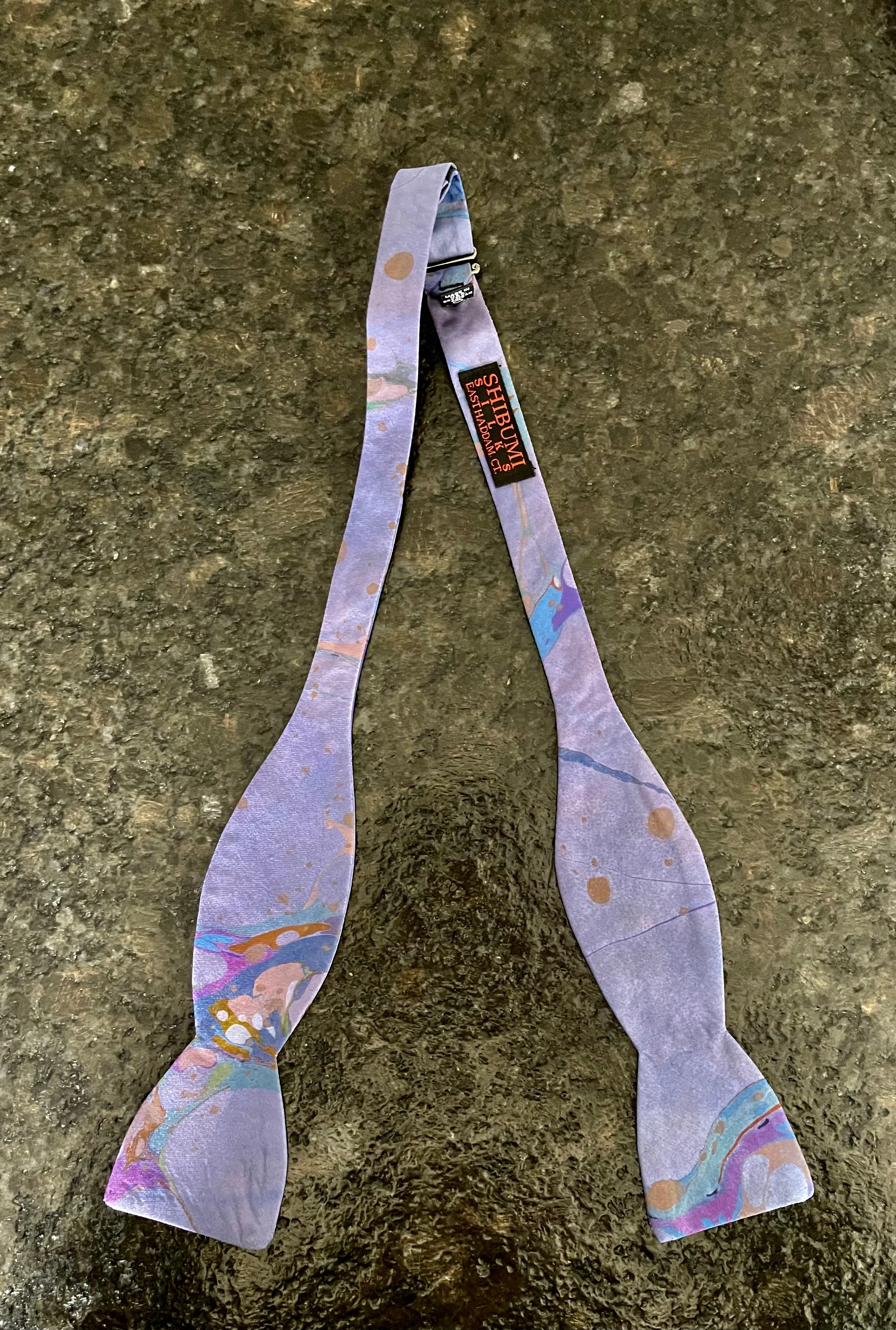 Silk Bow tie purple Italian vein water marbled