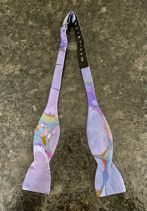 Silk Bow tie purple Italian vein water marbled