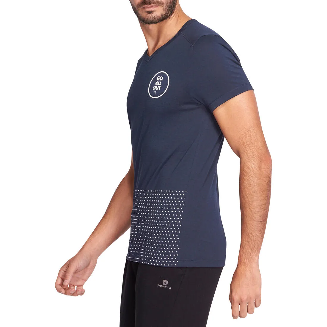 Slim-Fit Gym & Pilates T-Shirt - Navy Blue Print