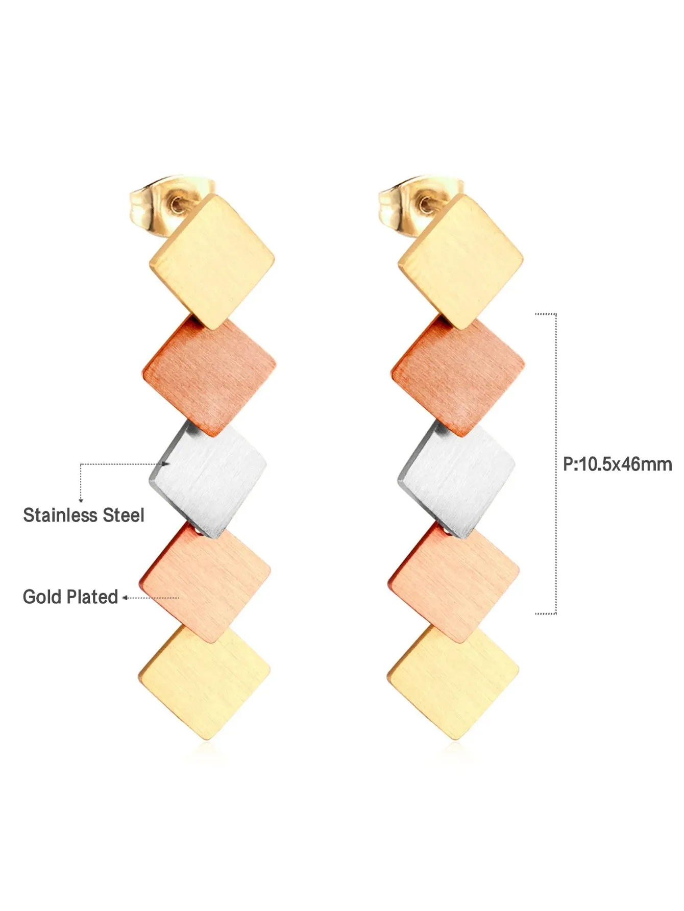 Stainless steel colorful rhombus drop earrings - FD ⚡