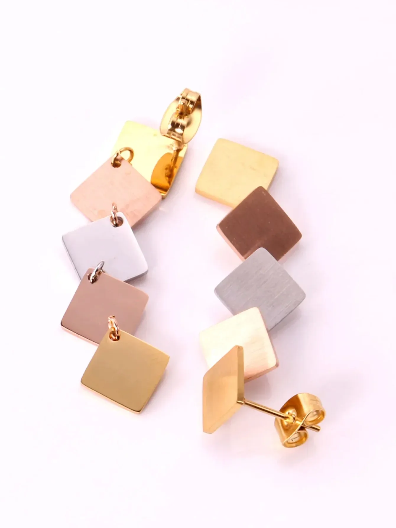 Stainless steel colorful rhombus drop earrings - FD ⚡