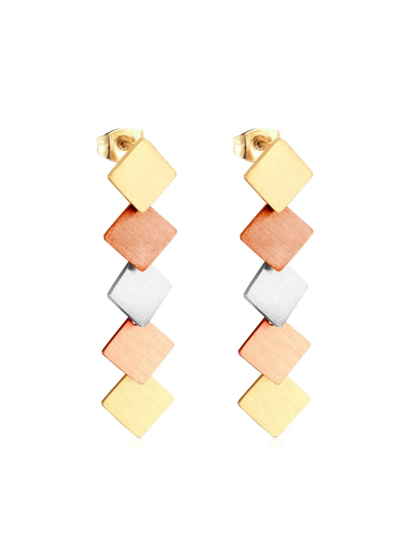 Stainless steel colorful rhombus drop earrings - FD ⚡