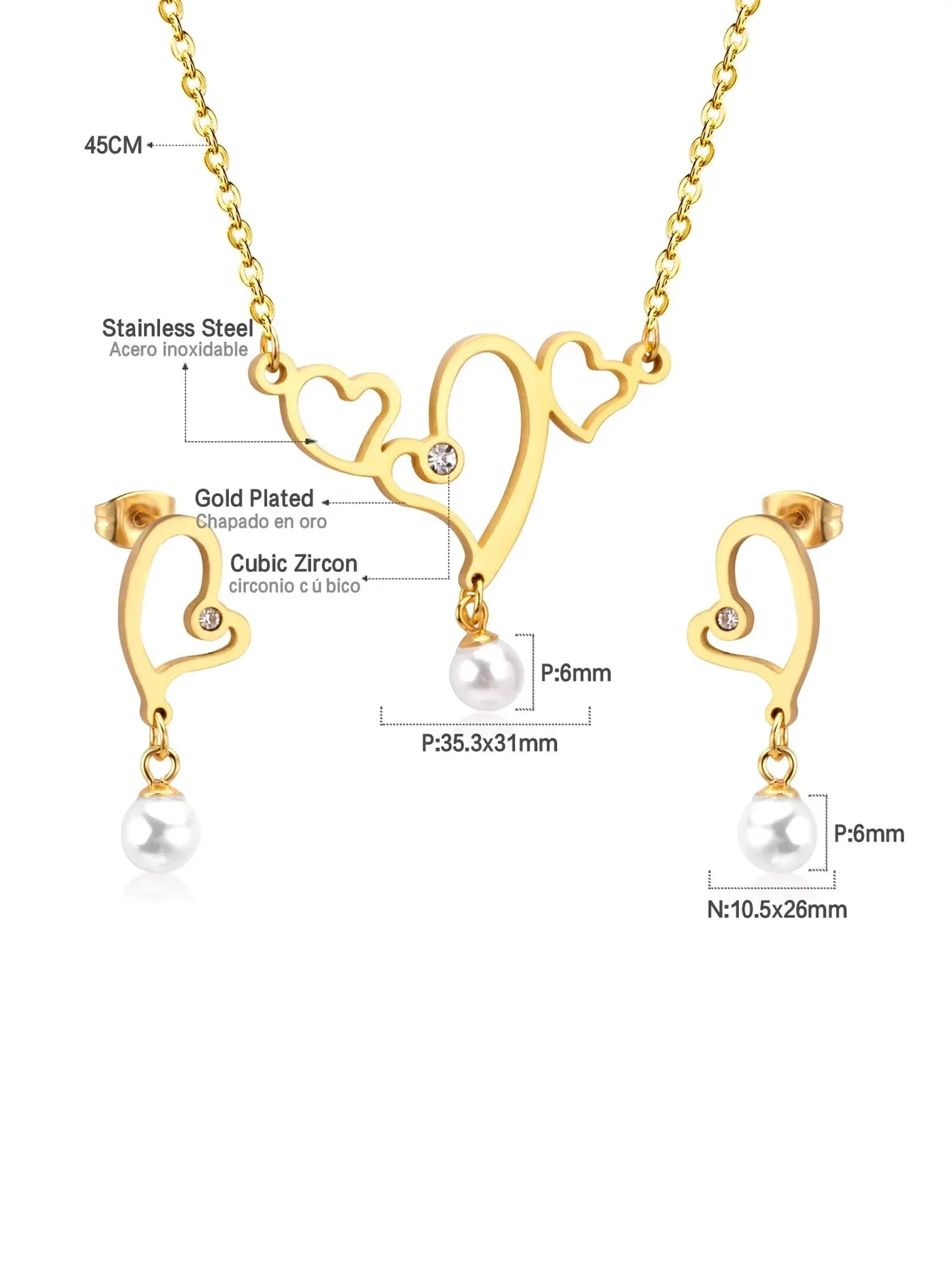 Stud Earring Necklace Jewelry Set - FD ⚡