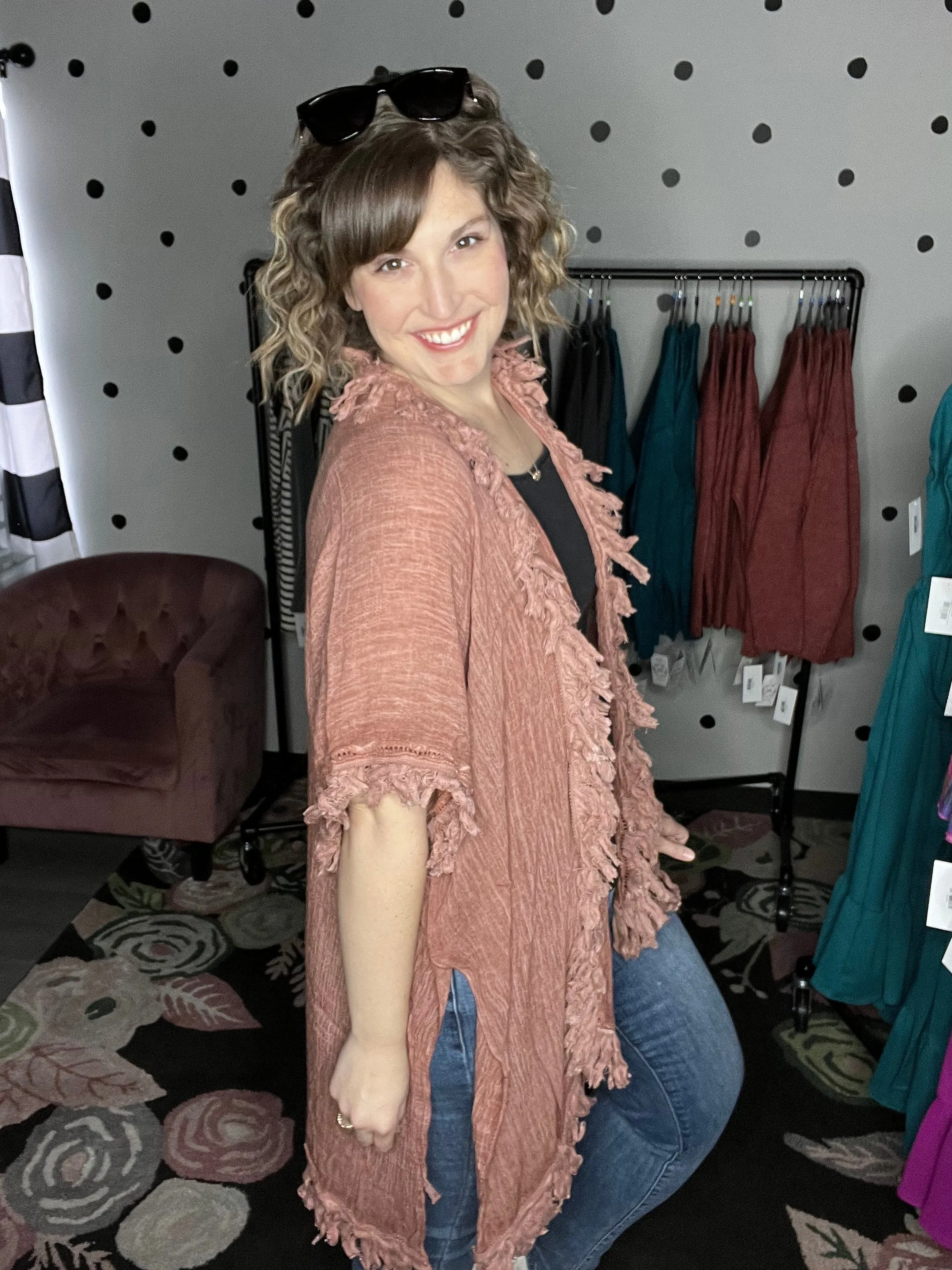 Sun Bleached Fringe Ruffle Kimonos