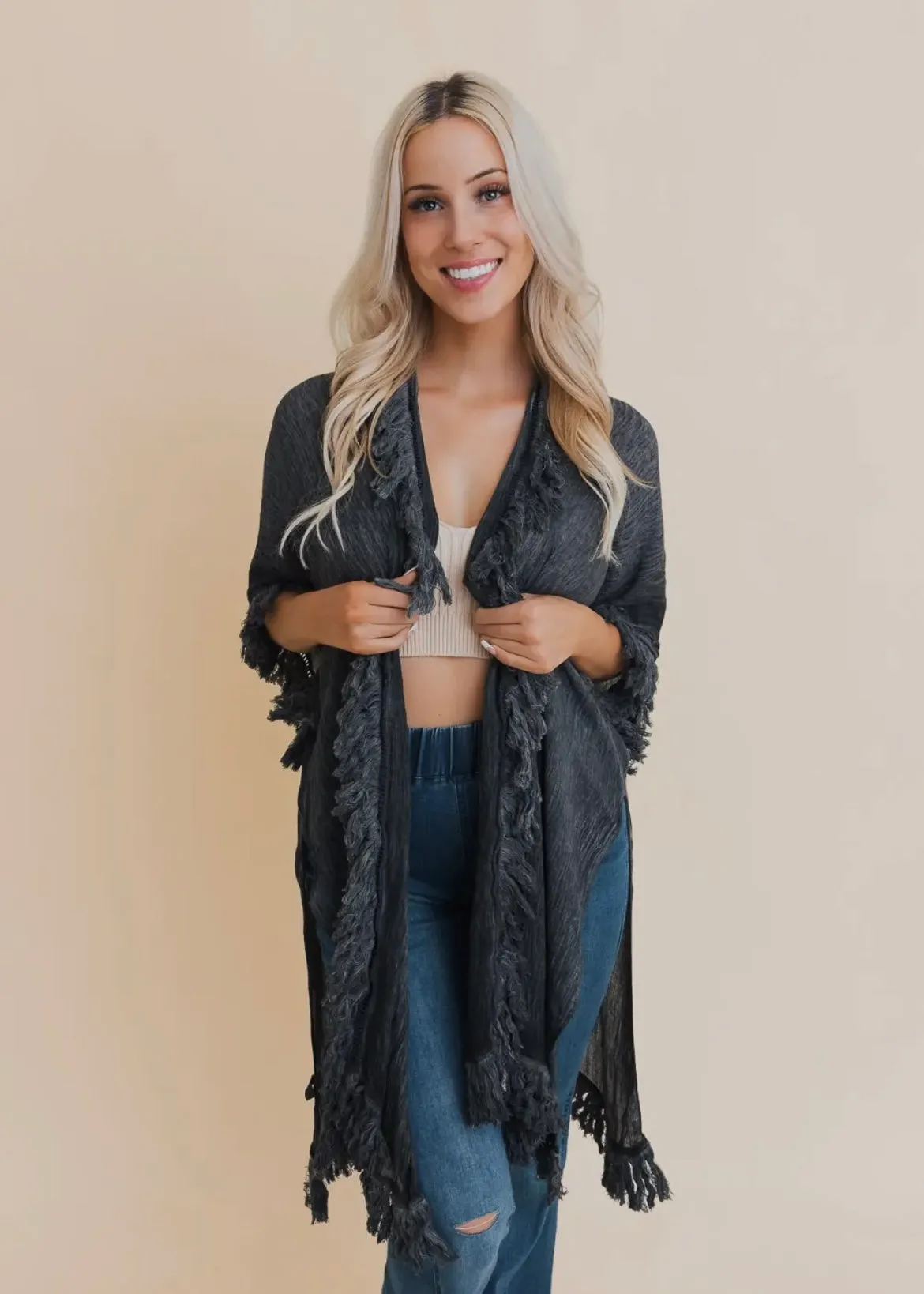 Sun Bleached Fringe Ruffle Kimonos