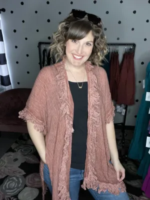 Sun Bleached Fringe Ruffle Kimonos