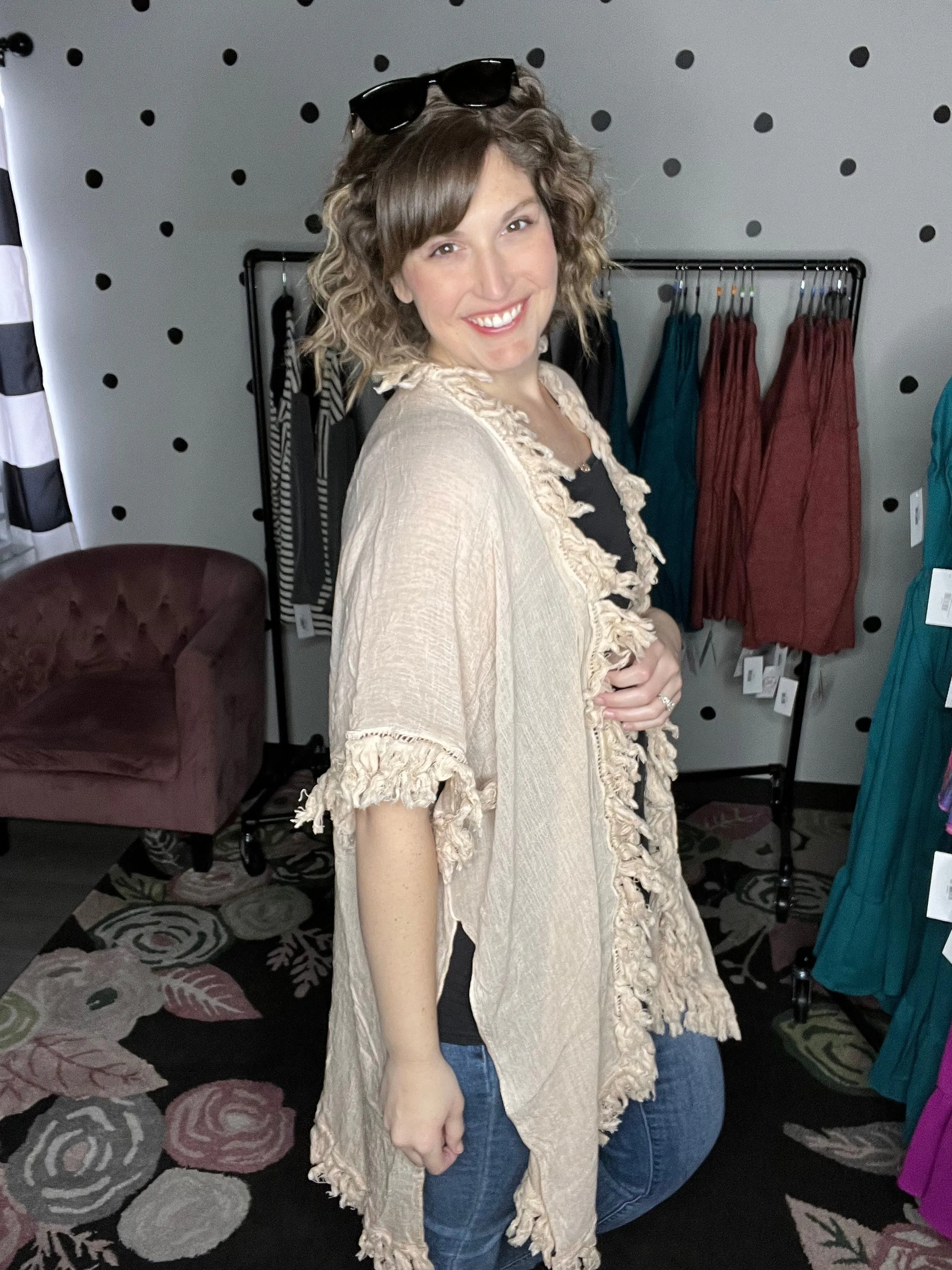 Sun Bleached Fringe Ruffle Kimonos