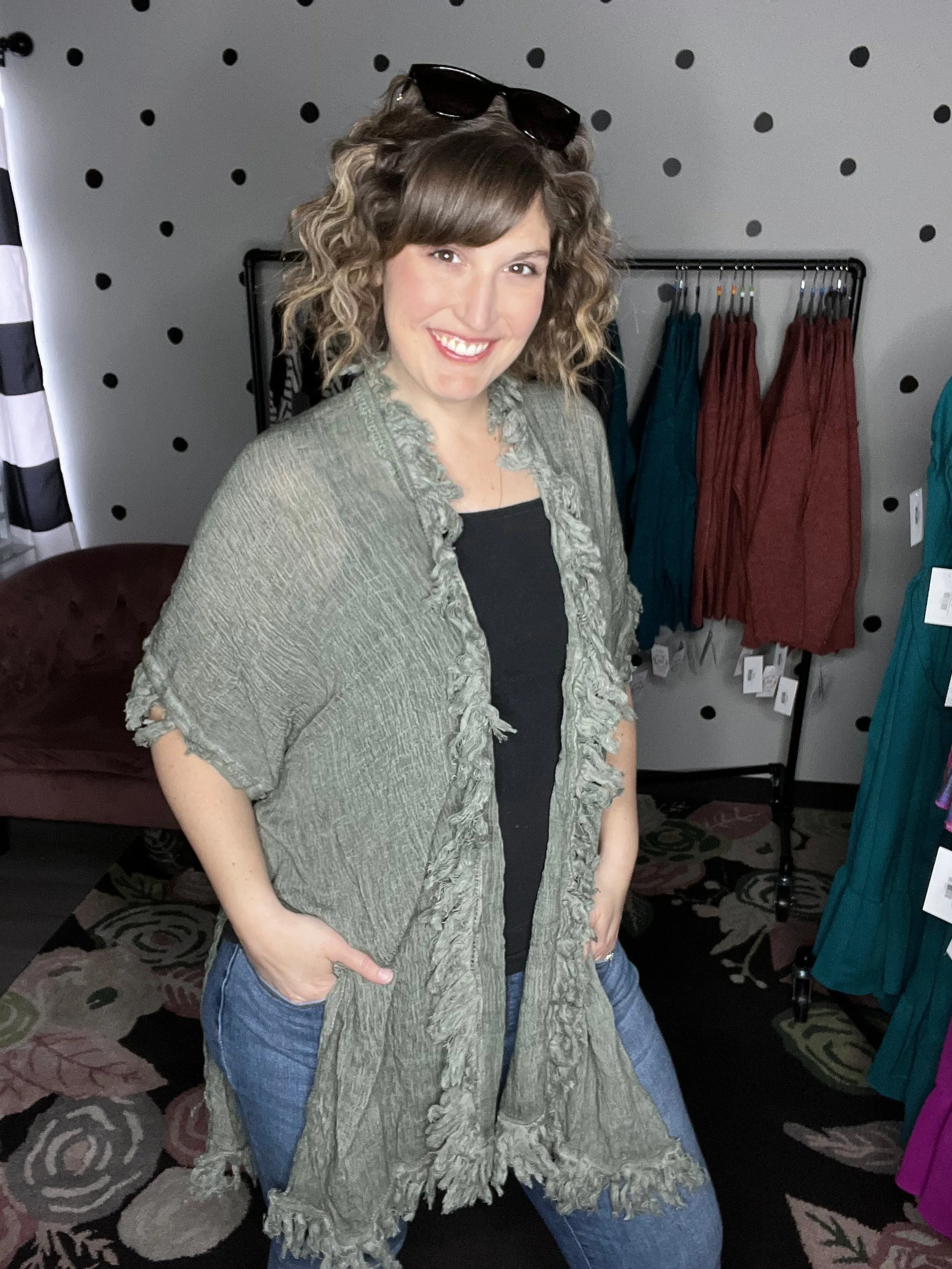 Sun Bleached Fringe Ruffle Kimonos