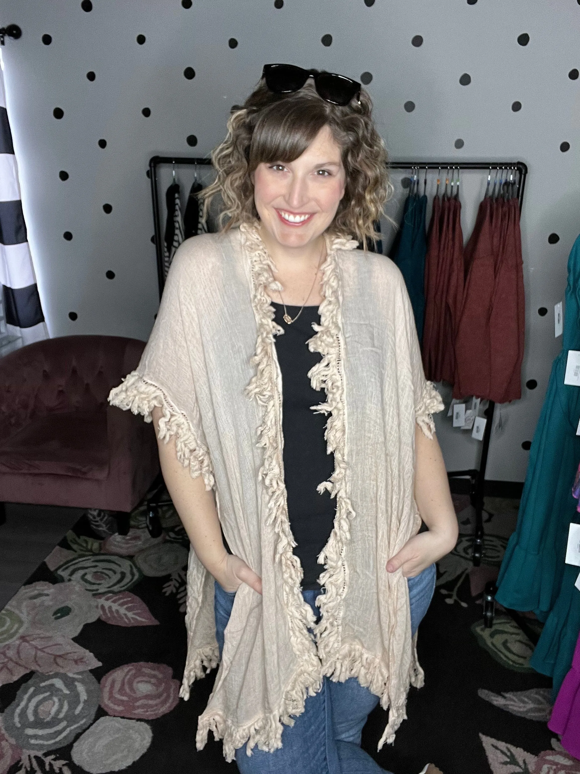 Sun Bleached Fringe Ruffle Kimonos