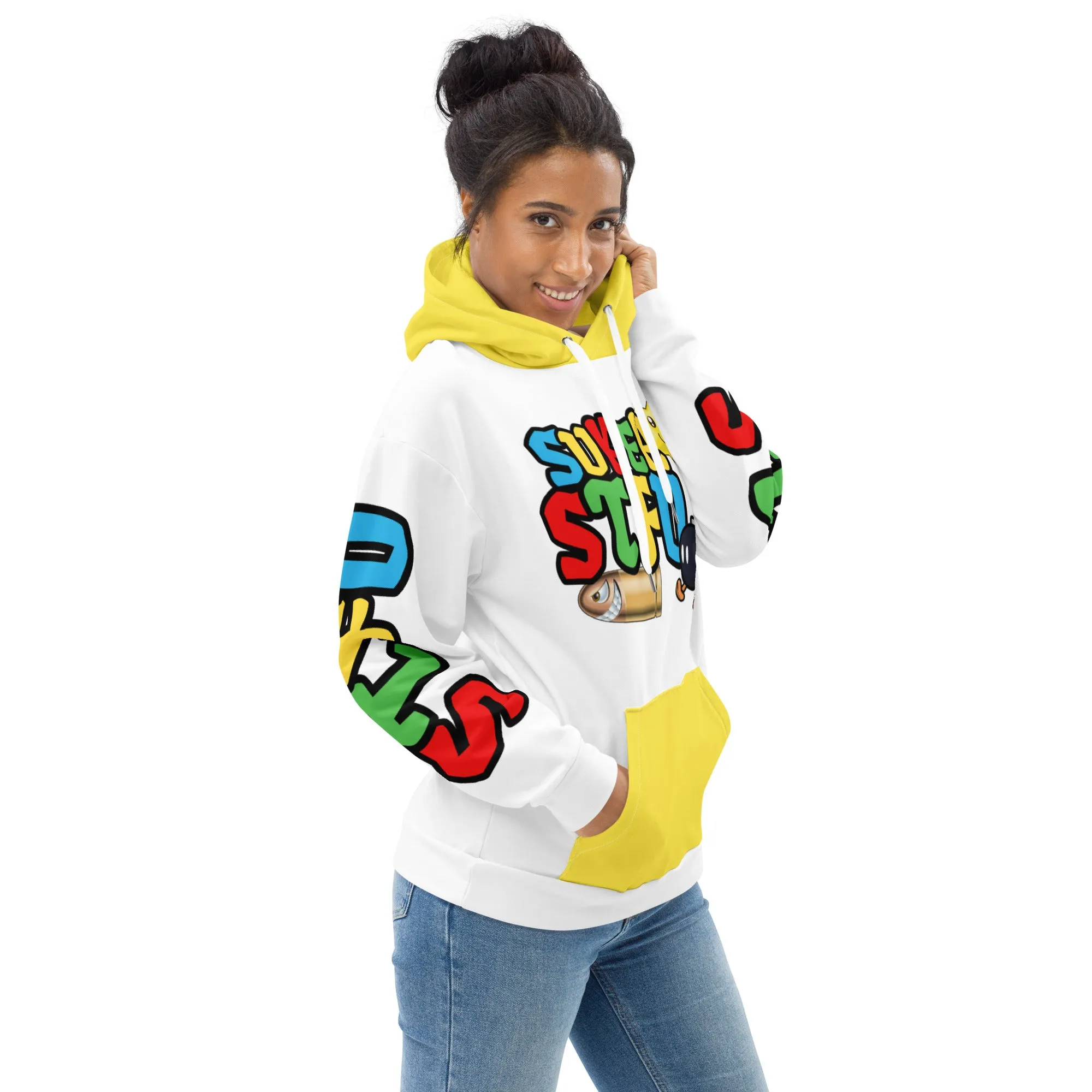 Super STFU Unisex Hoodie - White/Yellow