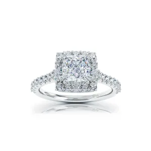 The Studio Collection Princess Cut Diamond and Round Diamond Engagement Ring in Platinum