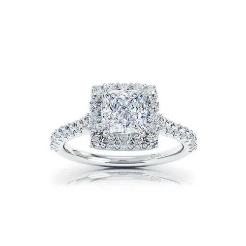 The Studio Collection Princess Cut Diamond and Round Diamond Engagement Ring in Platinum