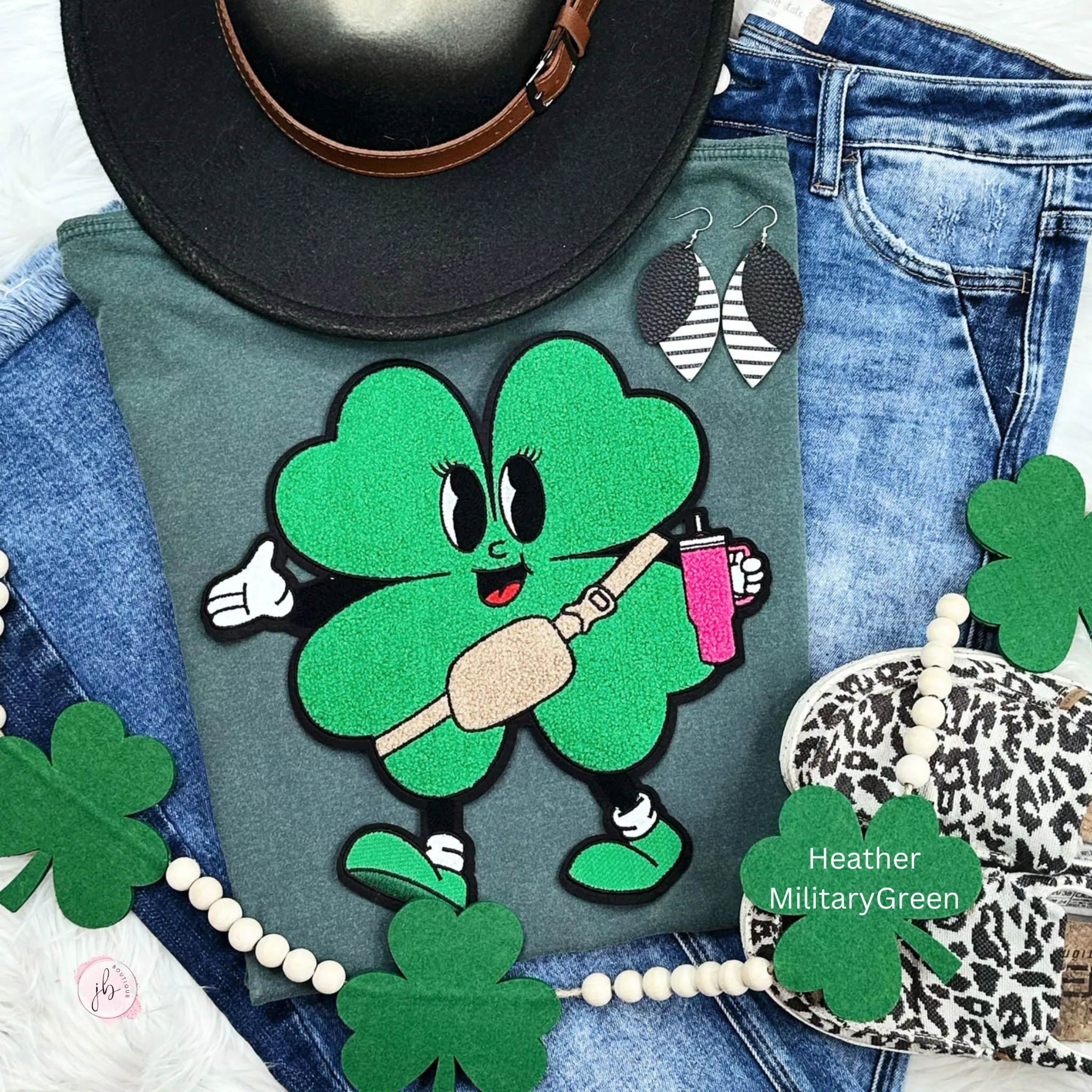 Trendy Boujee Shamrock Chenille Patch SWEATSHIRT