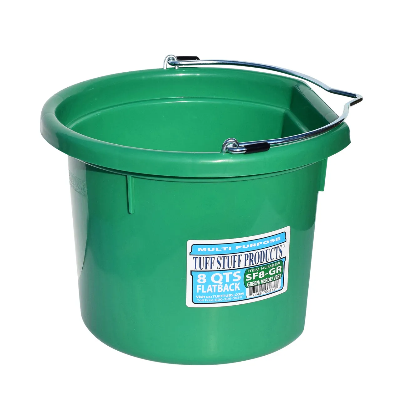 Tuff Stuff Flat Back Bucket 8 qts (Green)