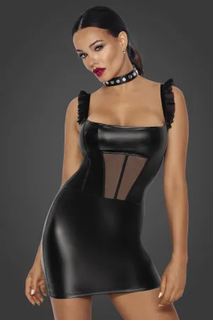 Tulle Panel Powerwetlook Short Dress
