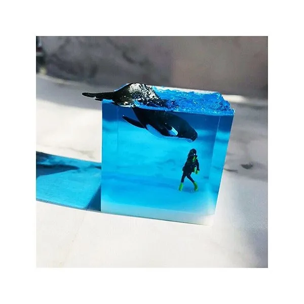 Whale Diver Handmade Lamp